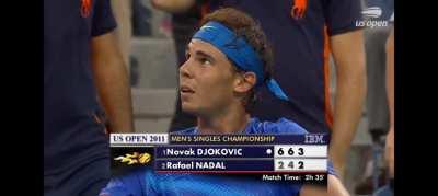 Rare side of Rafa during 2011 USO Final, This loss still hurts as a Rafa fan, but tbh Djoker was also just simply amazing!