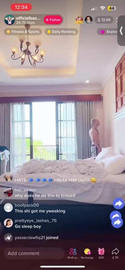 tiktok live of man on drugs