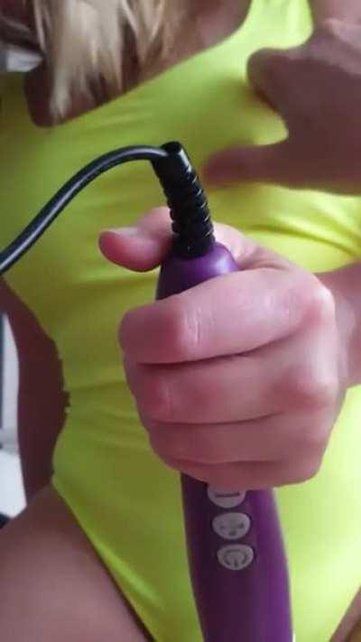 Riding his cock while using our Doxy Wand. It really makes me moan.