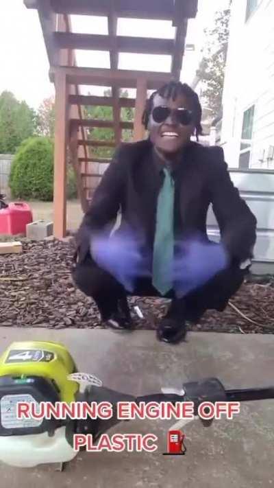 This new entrepreneur has discovered a way to take plastic and turn it into gasoline. He calls this new product Plastoline