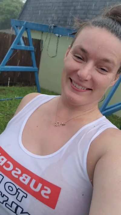 Weeeeet tshirt! Man I love playing the rain. Also, I have a deal running for my Fansly (50% off) Cum check it out 😁 link in comments.