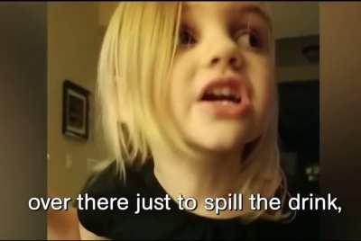 Little girl says she didn't spill the drink