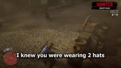 My friend got 2 hats shot off his head at the same time