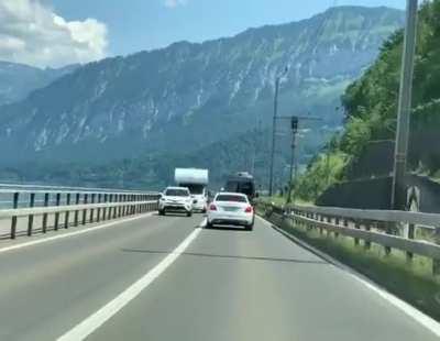 Idiotic driver from switzerland
