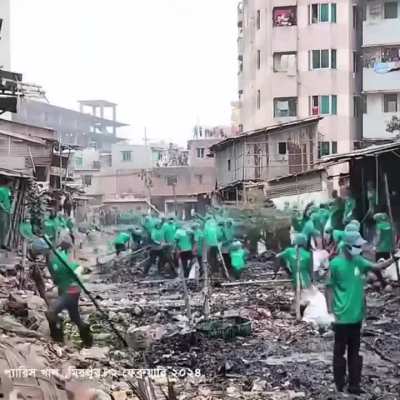 Cleaning of a river in Bangladesh
