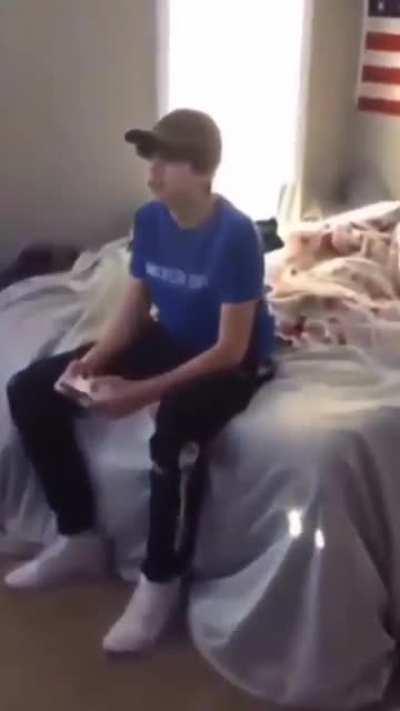 Bro playing rocket league