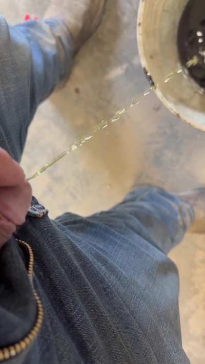 The sound of running oil made me have to go