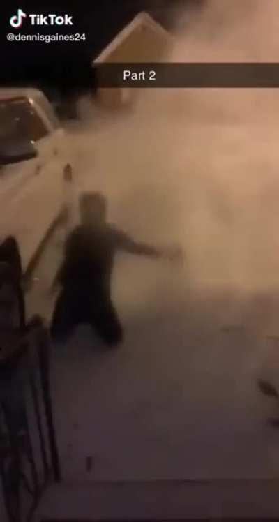 Throwing hot water in the air