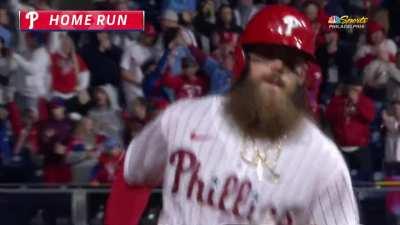 [Highlight] Brandon Marsh commits lefty on lefty crime by crushing a solo homer to make it 15-3