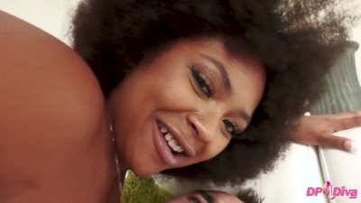 Curvy Ebony Babe Avery Jane Airtight Double Anal