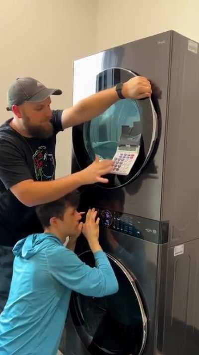 Men made music using washing machine