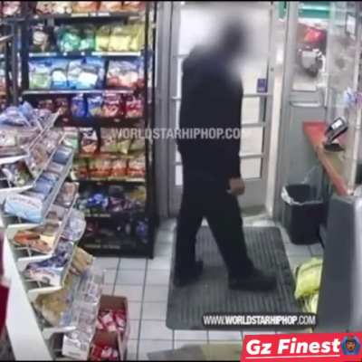 Guy gets gun snatched at store