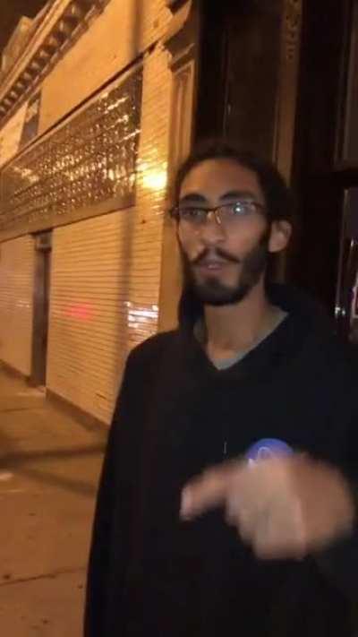 Guy harasses blind man on the street, accuses him of faking being blind because he is using iPhone