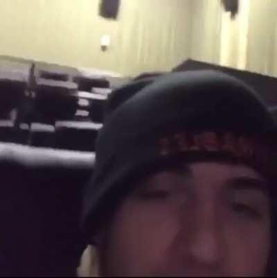 He’s trying to watch his movie