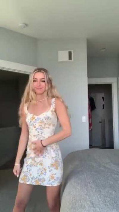 In a dress