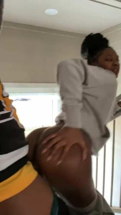 Fucking his phat ass gf in public