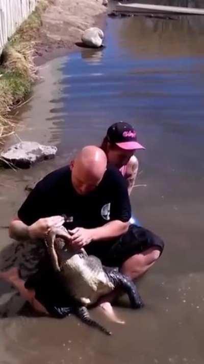 Attempting trick on a wild animal