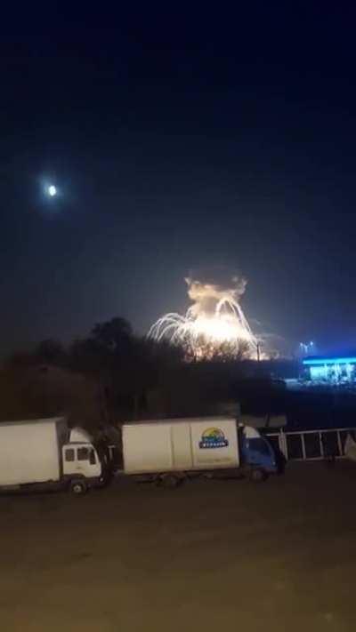 Massive Russian airstrike in Sumy, Ukraine. Large Ammunition Depot hit