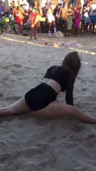 Skillful twerking at a Jamaican beach party