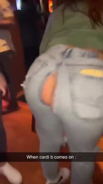 Cute Girl Big Rip in Jeans
