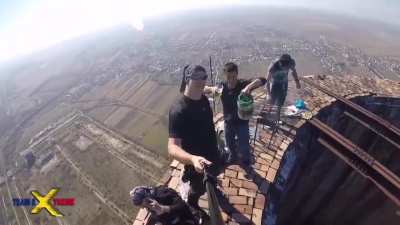 Traditional Romanian grill and beer on 1200 ft smoke stack