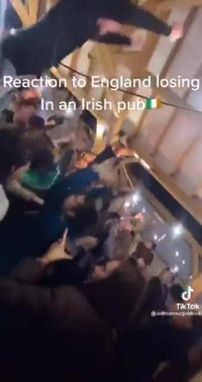 Reaction to England losing in an Irish pub
