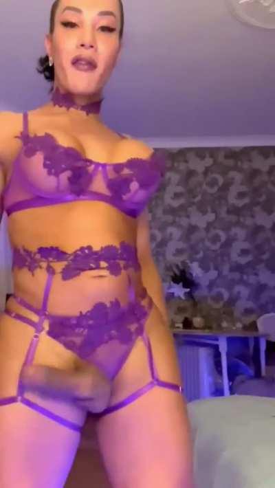 GabriellaUK in purple lingerie