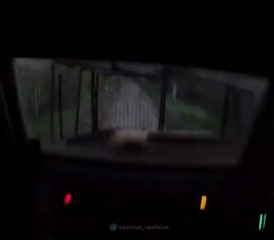 Ukrainian soldiers inside Kirpi MRAP struck w/ fiber optic FPV, unknown date/location