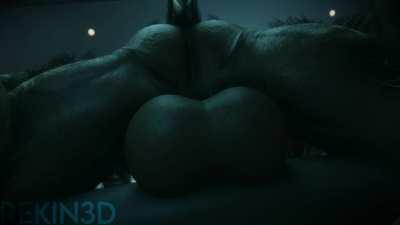 Impossible to resist that giant werewolf cock... (Rekin3d)