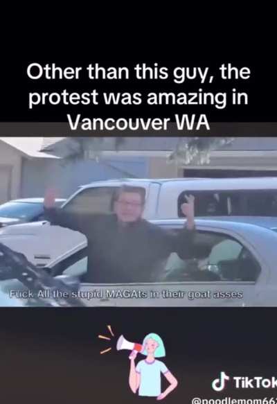 Unhinged MAGA nut freaks out at no kings protestors on sidewalk and immediately receives the karma he deserves