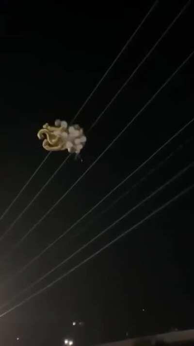 letting balloons go next to a power line