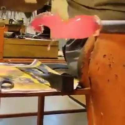 A Murano glass master making the Ferrari logo, what an artist!