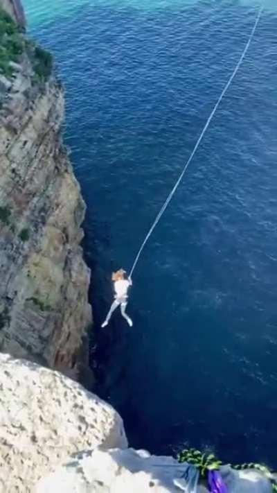 Leap of faith rope swing