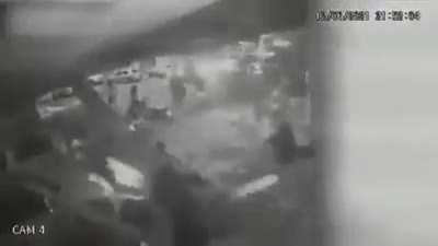 Restaurant diners interrupted brutally by a reversing vehicle