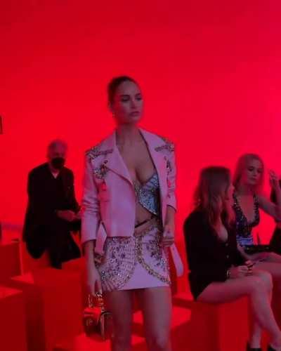 Lilly James bursting out her top .