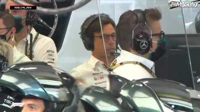 Toto Wolff reaction to Lewis overtaking Max Verstappen