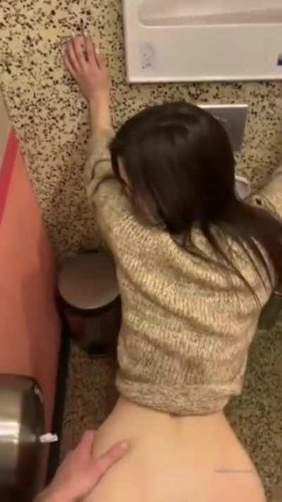 Not a Afraid To Throw It Back in a Public Bathroom