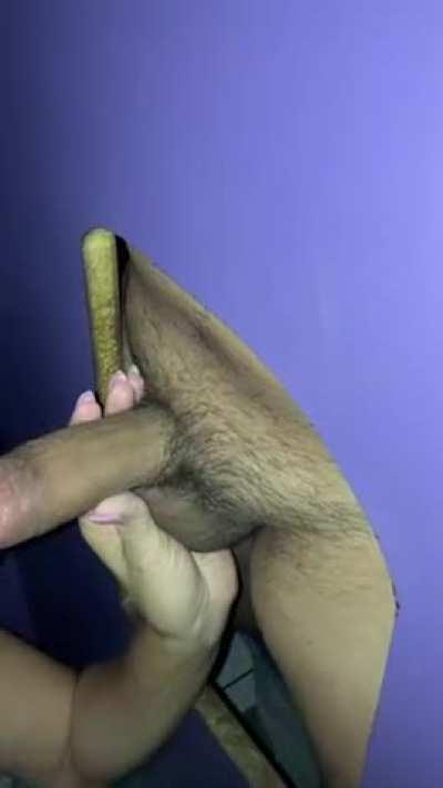 Being a The Married Slut I am, Sucking a Veiny Uncut Cock Through The Gloryhole While Hubby Takes Videos