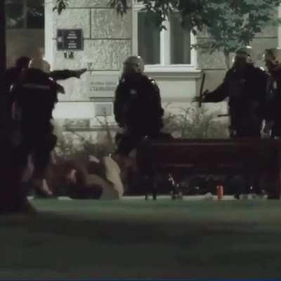 Serbian gentlemen in blue serving and protecting