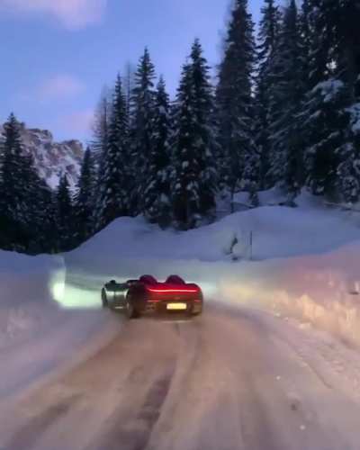 Drifting a Ferrari Monza SP2 on Snow. Because Why Not?