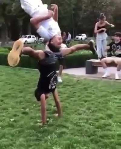 Doing a backflip...
