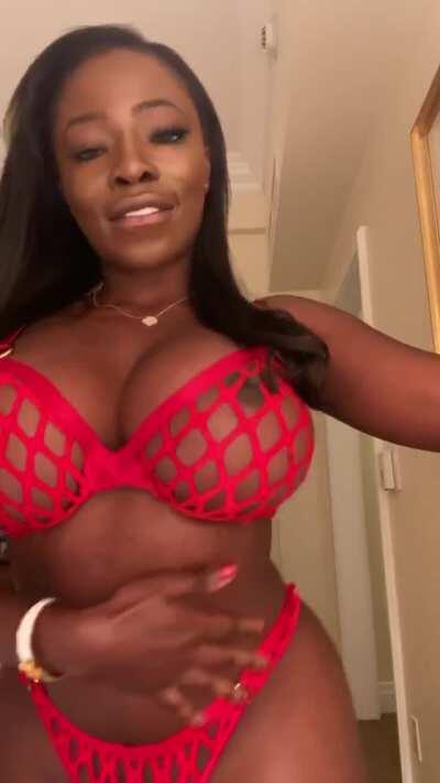 Red Net Lingerie Tease