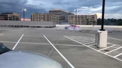 Used all the gas and no brakes to crash in an empty lot