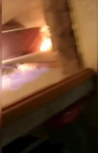 Putting alcohol on a sledge and riding it down the stairs