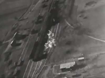 USAF Lockheed F-80 Shooting Stars strafing ground targets in Korea in 1951