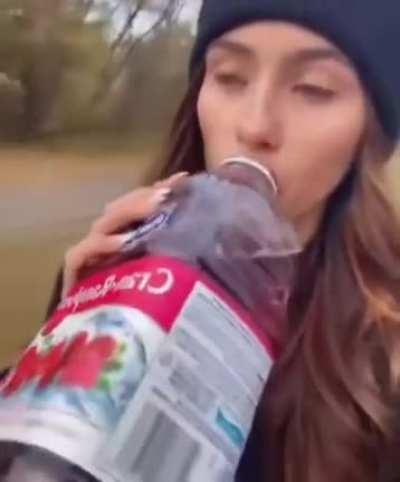 Drinking juice while skating