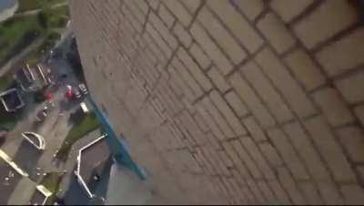 Parkour runner misses his timing.