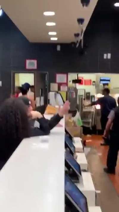 People rampaging in McDonald's
