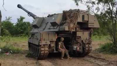 UA POV Ukrainian AS-90 SPG fires off multiple rounds at RU targets
