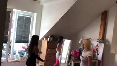 Upskirt party with and without panties on sexy try on haul day to prepare a night out for Halloween